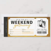 Weekend Getaway Gold Gift Travel Ticket Voucher