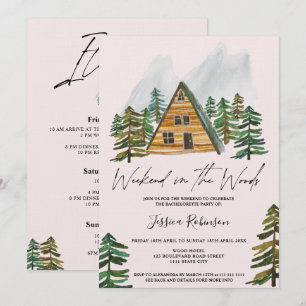 Weekend in the wood watercolor bachelorette party invitation