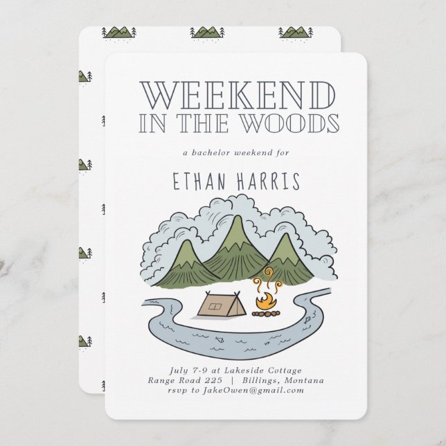Weekend in the Woods | Bachelor Party Invitation (Front/Back)