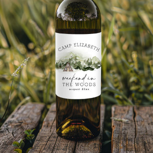 Weekend in the Woods Camping Bachelorette Wine Label