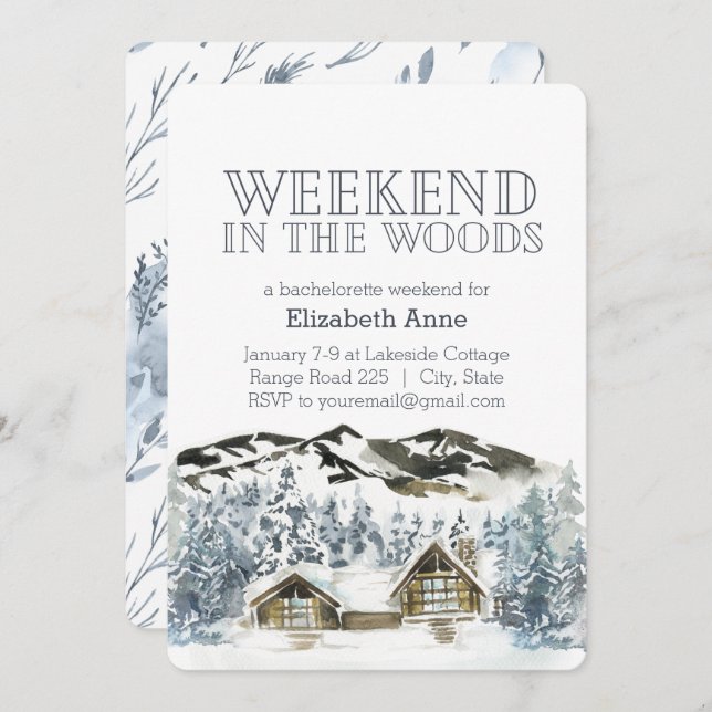 Weekend in the Woods | Winter Party Invitation (Front/Back)