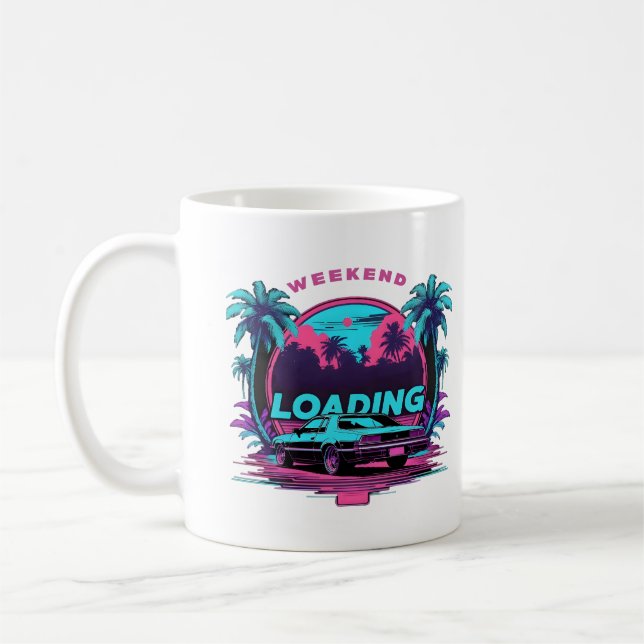 Weekend Loading Retro Sunset 11 oz mug 80s Aesthet (Left)