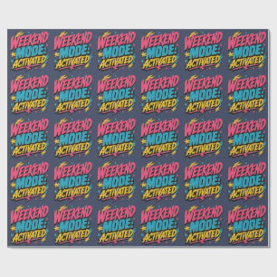 Weekend Mode Activated Retro 80s Typography DESCR Wrapping Paper