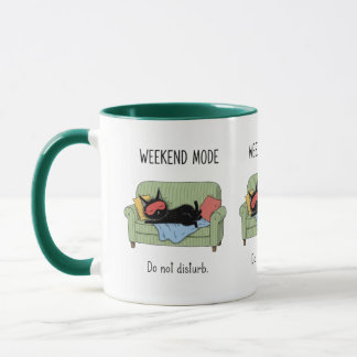 Weekend Mode Cat Coffee Mug Funny Black Cat Gift