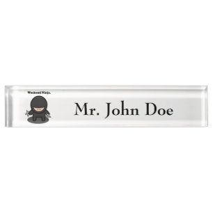 Weekend Ninja Cute Funny Fighter Cartoon Nameplate