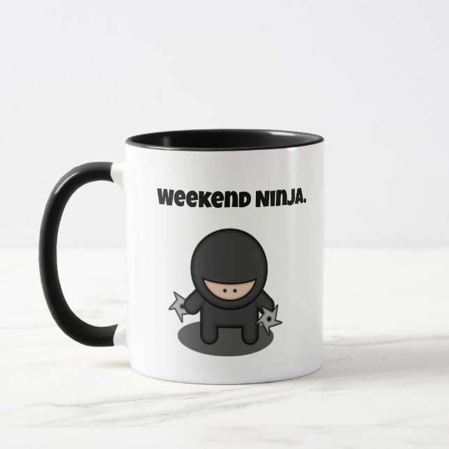 Weekend Ninja Funny Cute Japan Cartoon Mug (Left)