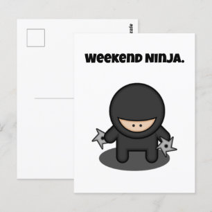 Weekend Ninja Funny Cute Japan Cartoon Postcard