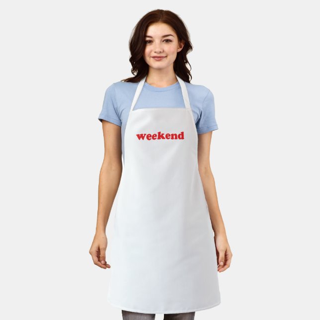 "Weekend" red letters white apron (Worn)