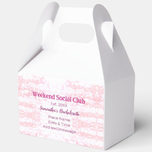 Weekend Social club pink glitter bachelorette part Favour Box