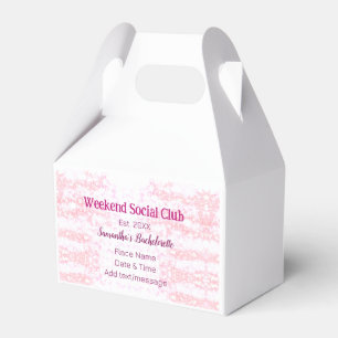 Weekend Social club pink glitter bachelorette part Favour Box