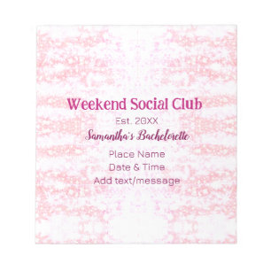 Weekend Social club pink glitter bachelorette part Notepad