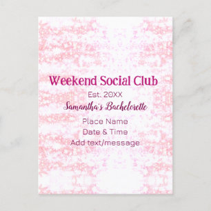 Weekend Social club pink glitter bachelorette part Postcard