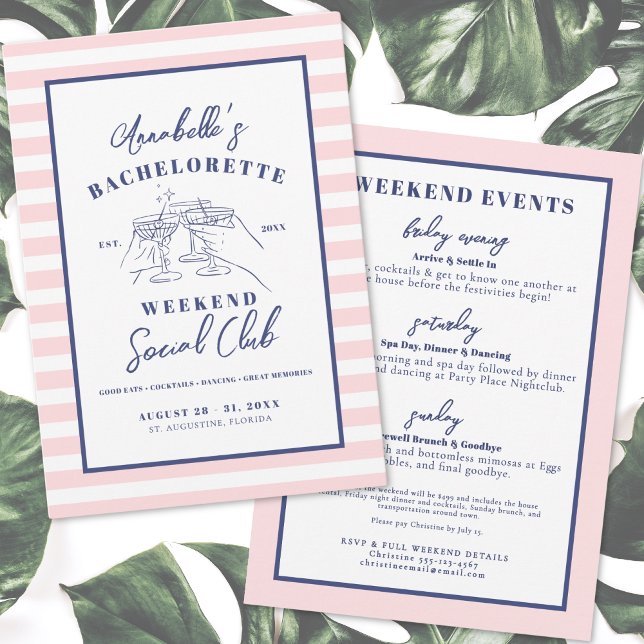 Weekend Social Club Preppy Bachelorette Party Invitation (Weekend Social Club Preppy Bachelorette Party Invitation)
