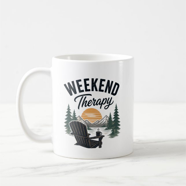 Weekend Therapy Mountain Sunset Nature Relax  Coffee Mug (Left)