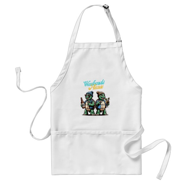 Weekend Turtles: Playful Clash of Beer and Wine Standard Apron (Front)