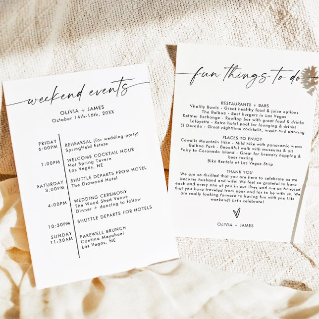 Weekend Wedding Event List, Wedding Welcome Letter Invitation (Creator Uploaded)