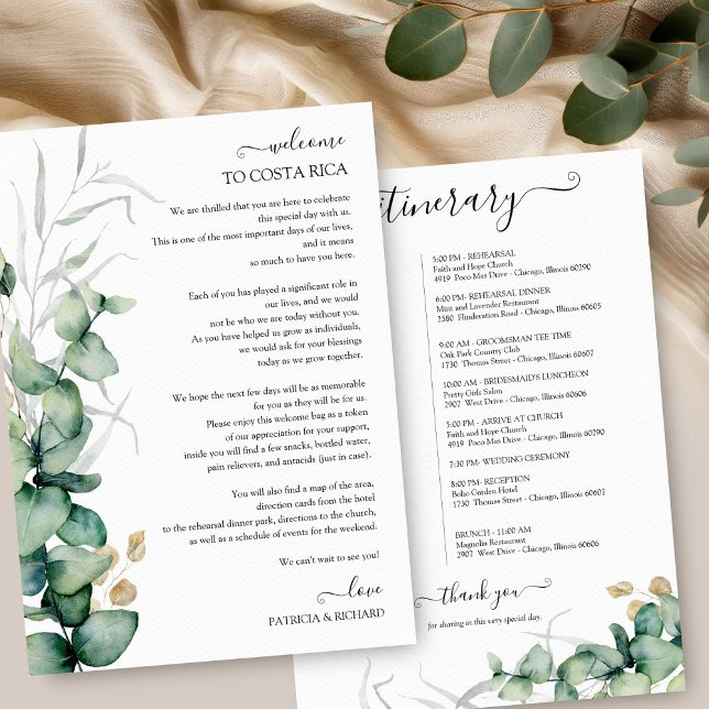 Weekend Wedding Itinerary Greenery EucalyptuS (Creator Uploaded)