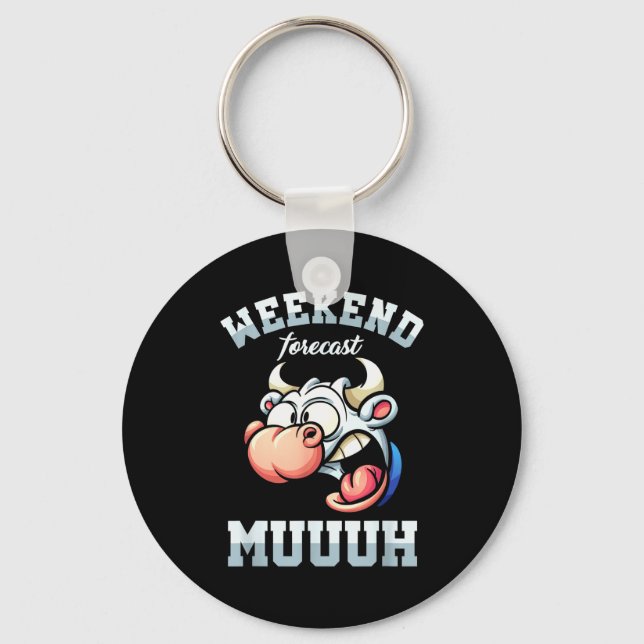 Weekend Week Forecast Friday Vacation Workweek Gif Key Ring (Front)