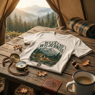 Weekend Wilderness Vintage Camping Mountain Tri-Blend Shirt
