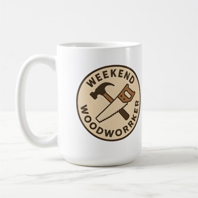 Weekend Woodworker Carpentry Tools Badge  Coffee Mug (Left)