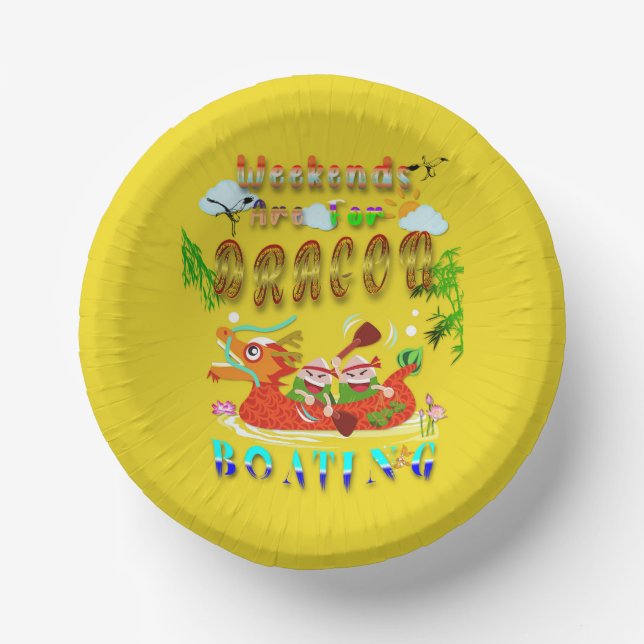 Weekends Are For Dragon Boating Paper Plate (Front)