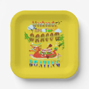 Weekends Are For Dragon Boating Paper Plate