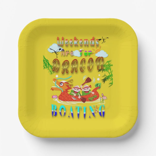 Weekends Are For Dragon Boating Paper Plate (Front)