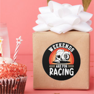 Weekends Are For Racing Funny Dirt Bike Art Engine Classic Round Sticker