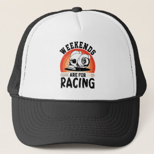 Weekends Are For Racing Funny Dirt Bike Art Engine Trucker Hat