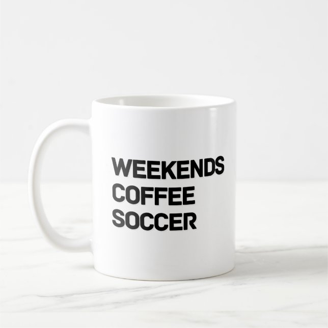 Weekends Coffee & Soccer Comfort Colours Mug (Left)