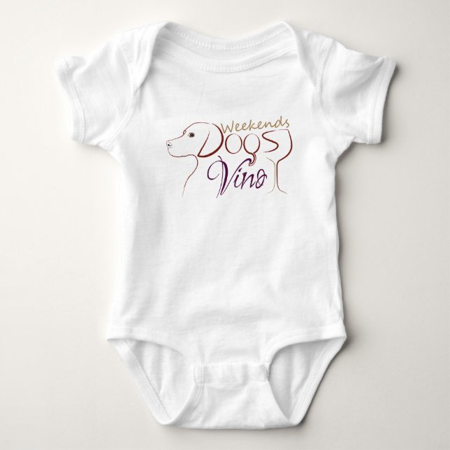 weekends dogs wine baby bodysuit (Front)