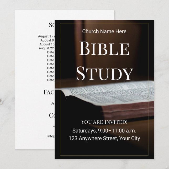 Weekly Bible Study Gathering Church Event  Invitation (Front/Back)