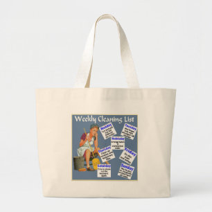 weekly cleaning list large tote bag