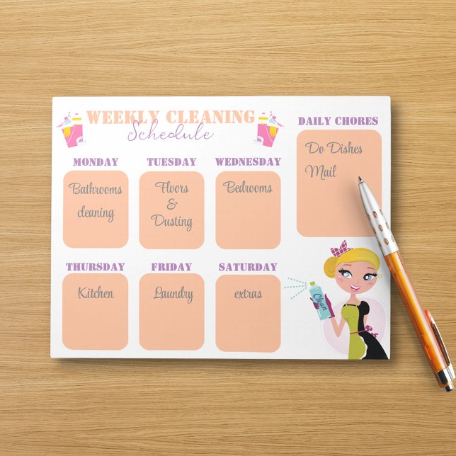  weekly cleaning schedule checklist template chic notepad (Creator Uploaded)