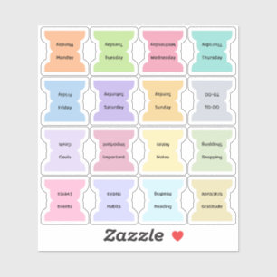 Weekly Index Tab Journal Divider Multicolor Folded