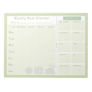 Weekly Meal Planner Green Circle Notepad