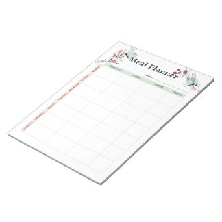Weekly Meal Planner in Cute Floral Style Notepad