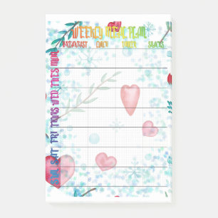 Weekly meal planner post-it notes