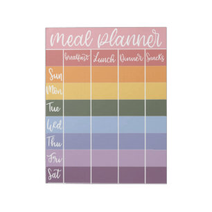 Weekly Meal Planner - Rainbow - Notepad