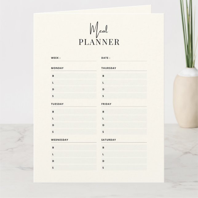 Weekly Meal Planner + Shopping List Download  Card (Front)