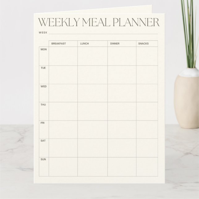 Weekly Meal Planner + Shopping List Download  Card (Front)