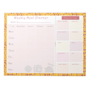 Weekly Meal Planner Summer Square Notepad