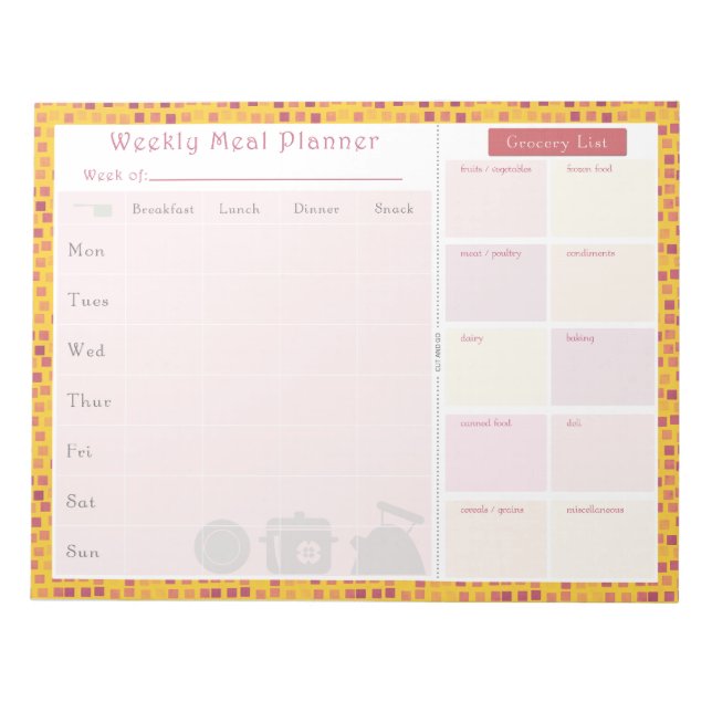 Weekly Meal Planner Summer Square Notepad (Front)