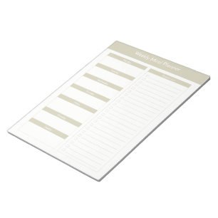 Weekly Meal Planner - Taupe Notepad