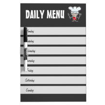 Weekly menu calendar dry erase board | Meal plan