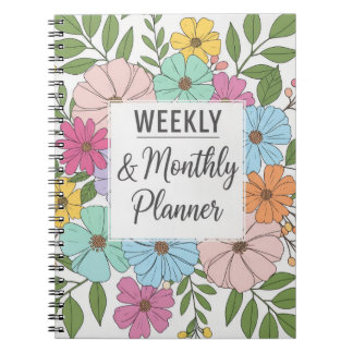 Weekly & Monthly Planner 2025 – Floral Cover Notebook