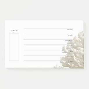 Weekly Organiser and Planner -  White Coral Post-it Notes