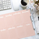 Weekly Planner Custom Colour Tear Away Calendar Notepad<br><div class="desc">White brushy style letters,  lined.  Customise with your own background colour,  Click "customise it" to change the colour on the right; use the eye dropper tool,  "advanced" for the whole spectrum.</div>