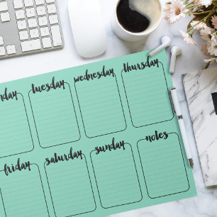 Weekly Planner Custom Colour Tear Away Calendar Notepad