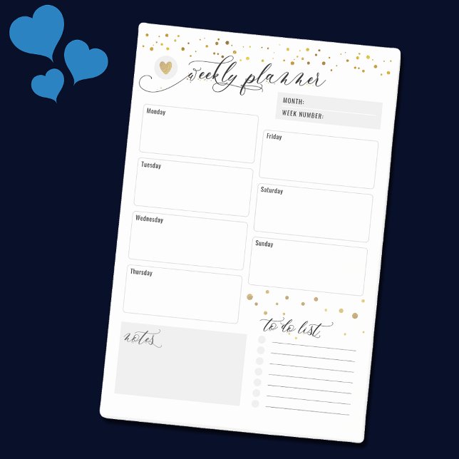 Weekly Planner Heart Scatter Gold Post-it Notes (Creator Uploaded)